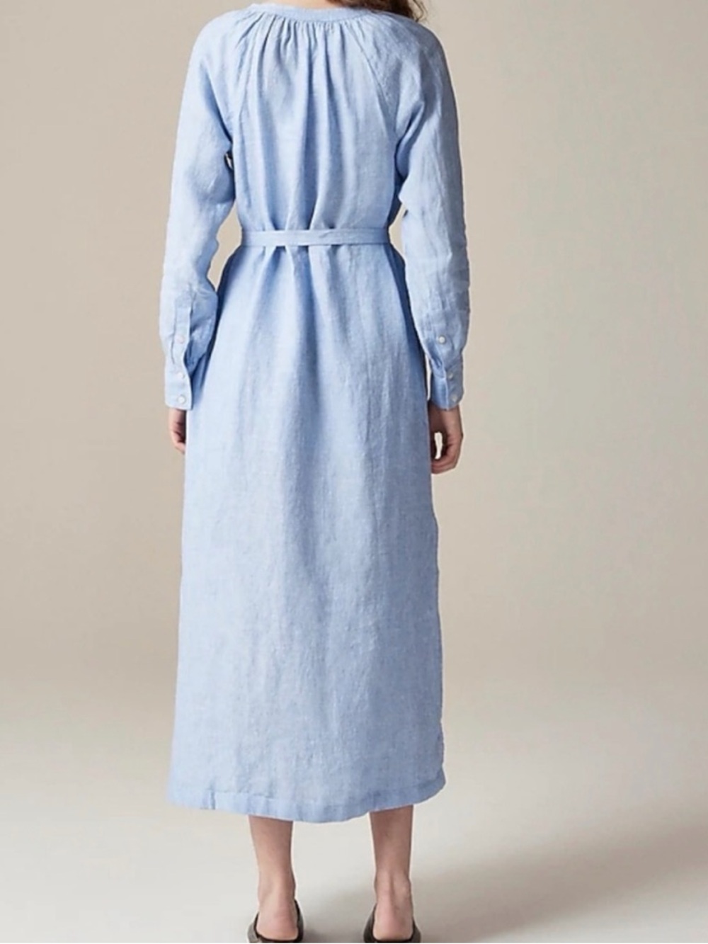 NWT J Crew 100% Linen Cabana Midi dress in French Blue CI918 Size Small Kaftan - Picture 3 of 14